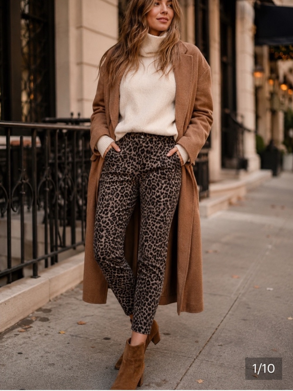 Cabi Leopard Print Slim Ponte Pants in Brown 8